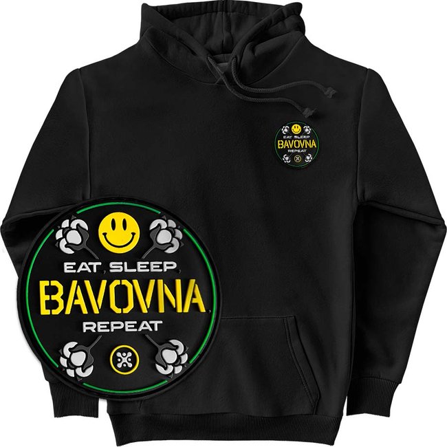 Women's Hoodie with a Changeable Patch “Eat, Sleep, Bavovna, Repeat”, Black, M-L