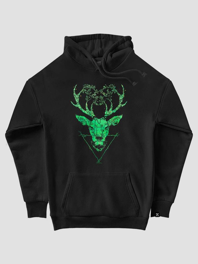 Kid's hoodie "Carpathian Deer", Black, XS (110-116 cm)
