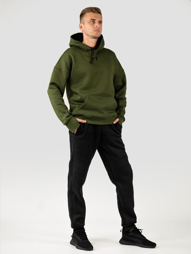 Костюм мужской худи олива и брюки, Олива, M-L, L (108 см)
