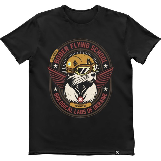 Men's T-shirt “Bober Flying School”, Black, M
