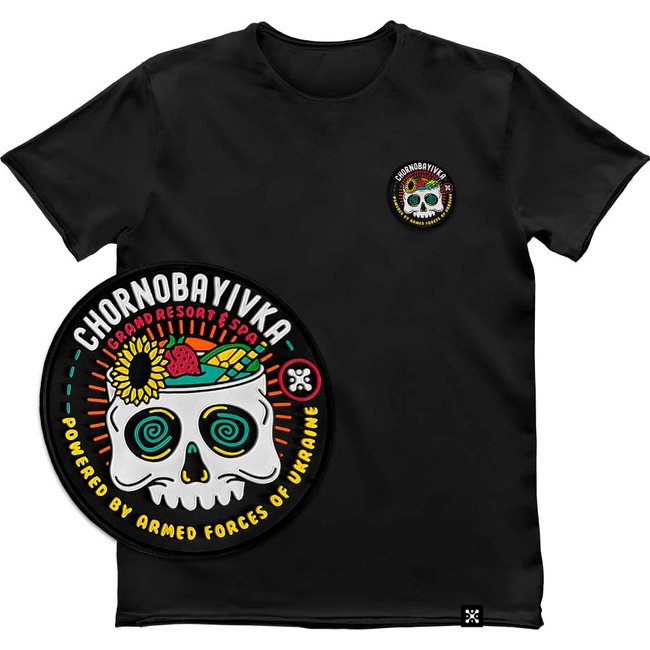 Men's T-shirt with a Changeable Patch “Chornobayivka”, Black, M