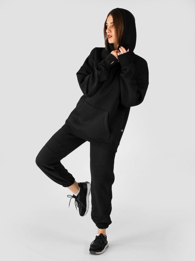 Костюм жіночий худі чорний та штани, Чорний, M-L, L (108 см)