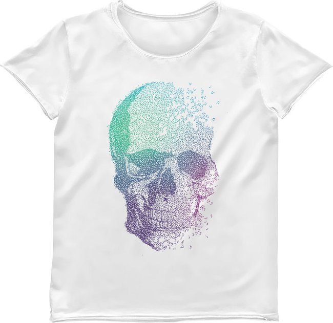 Women's T-shirt "Music Skull", White, M