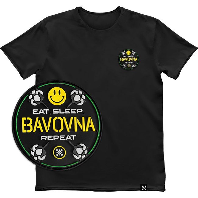Men's T-shirt with a Changeable Patch “Eat, Sleep, Bavovna, Repeat”, Black, M
