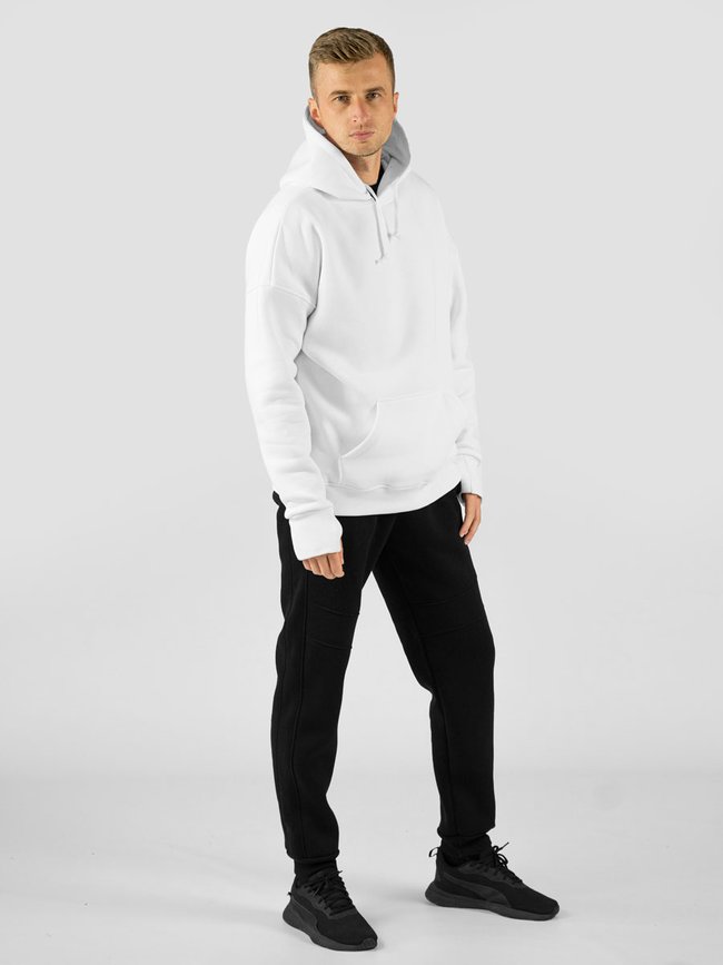 Костюм мужской худи белый и брюки, Белый, M-L, L (108 см)