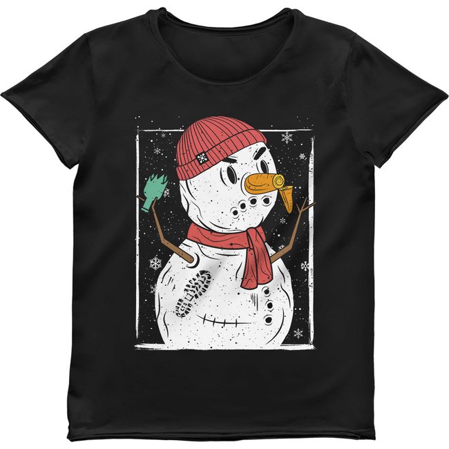 Women's T-shirt with “Crazy Snowman”, Black, M