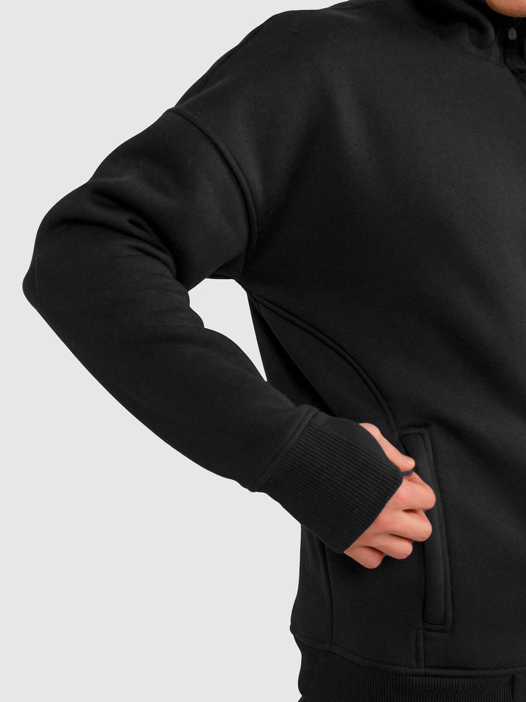 Костюм мужской худи на молнии и штаны, Черный, M-L, L (108 см)