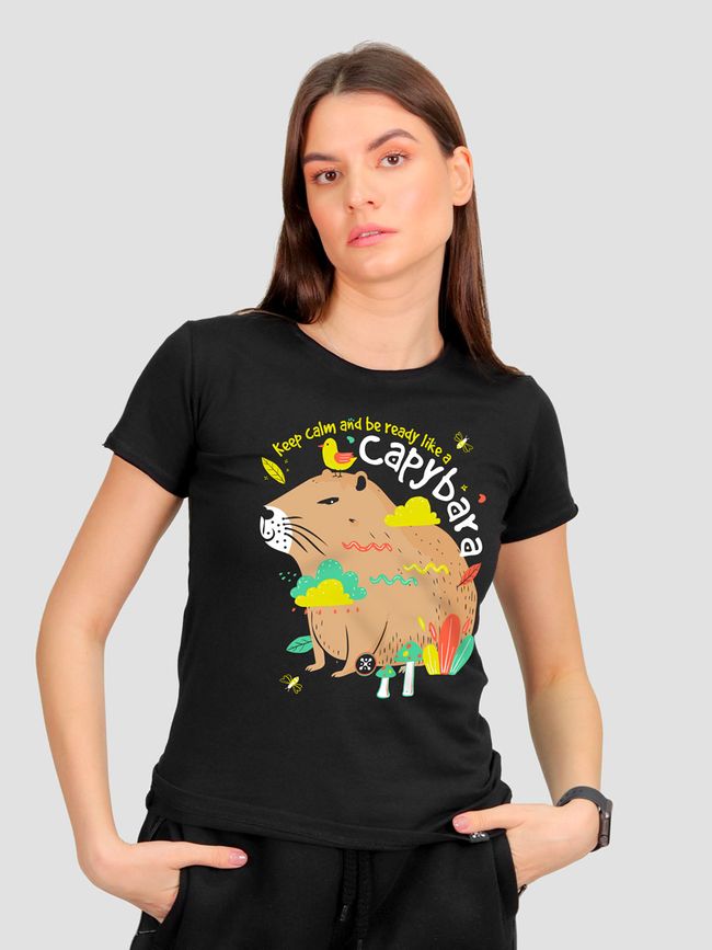 Women's T-shirt "Capybara", Black, M