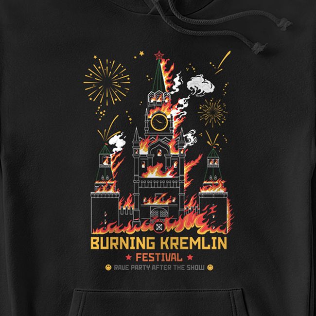 Men's Hoodie "Burning Kremlin Festival", Black, M-L