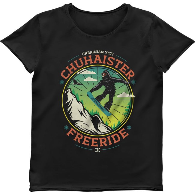 Women's T-shirt with “Chuhaister”, Black, M