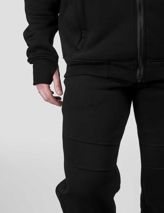 Men's tracksuit set with a Changeable Patch "Dubhumans" Hoodie with a zipper, Black, 2XS, XS (104 cm)