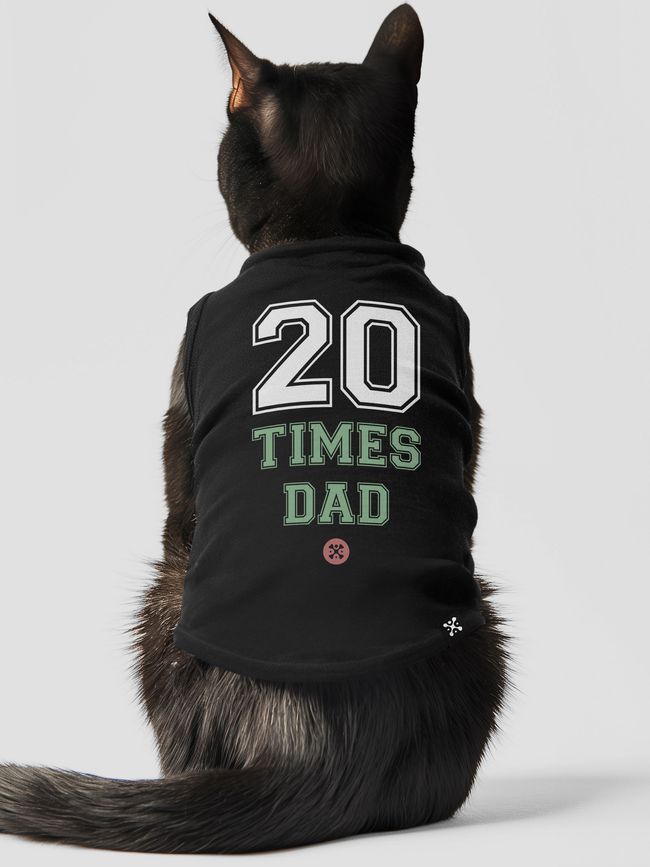 Cat's T-shirt "20 Times Dad", Black, XS