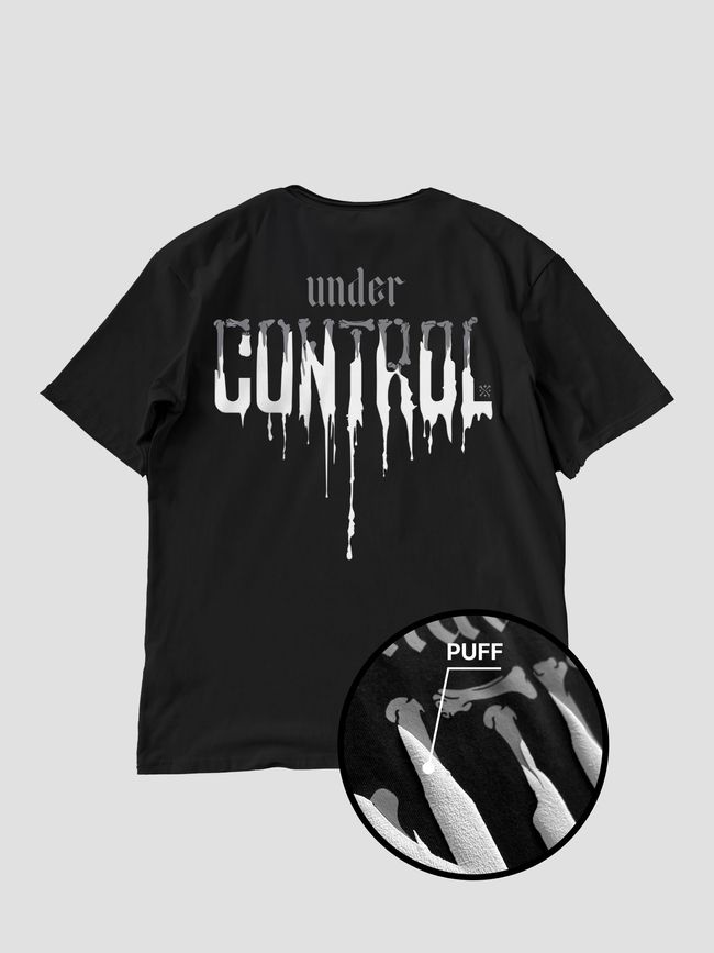 Men's T-shirt Oversize “Under Control”, Black, XS-S