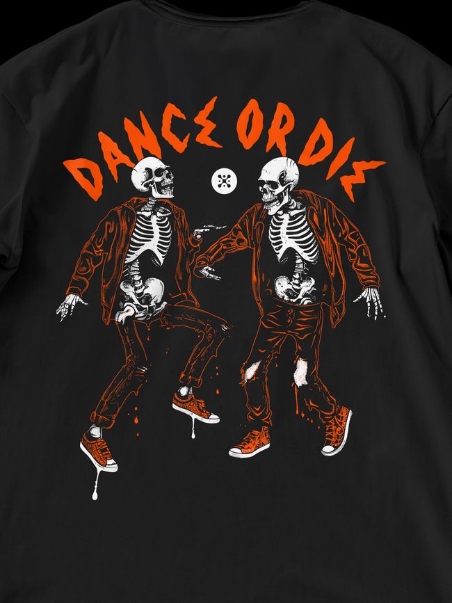 Футболка мужская оверсайз “Dance or Die”, Черный, XS-S