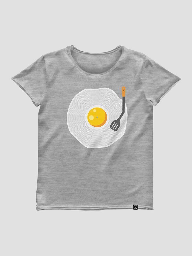 Women's T-shirt "Omlet Vinyl", Gray melange, XS