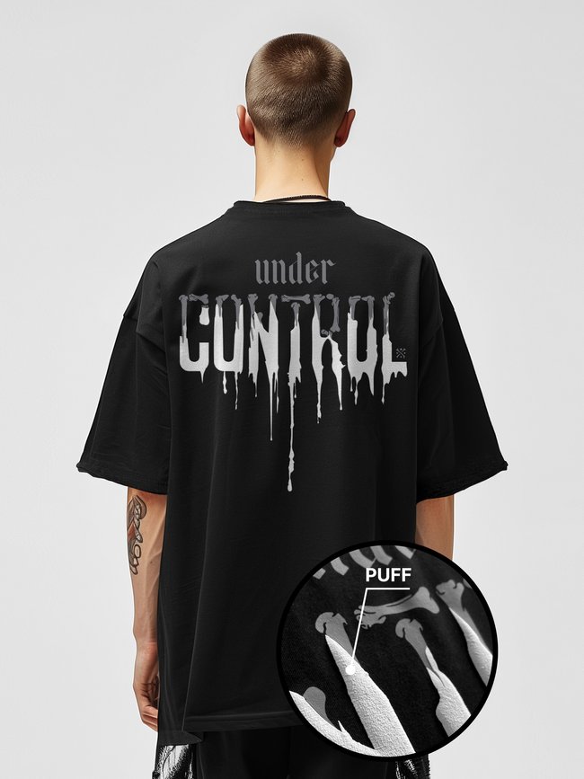 Men's T-shirt Oversize “Under Control”, Black, XS-S