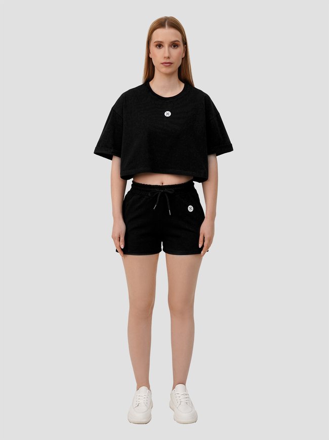 Women’s Oversize Suit - Shorts and Crop T-shirt Dubhumans Superior, Black, M