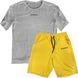 Комплект женский шорты и футболка оверсайз, Серо-желтый, 2XS