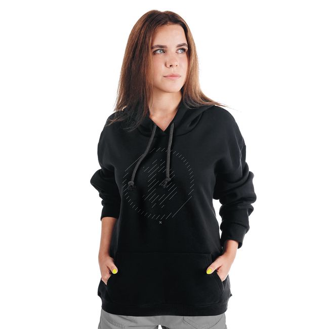 Women's Hoodie with Cryptocurrency “Bitcoin Line”, Black, M-L