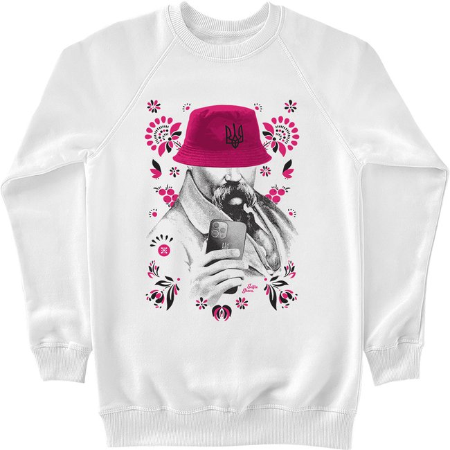 Women's Sweatshirt “Selfie Sheva Music Fan” Warm with Fleece, White, XS