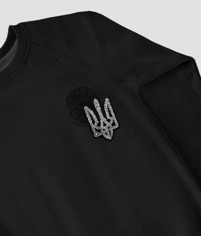 Men's Sweatshirt with a Changeable Patch "Nation Code" with a Trident Coat of Arms, Black, M, Nation Code