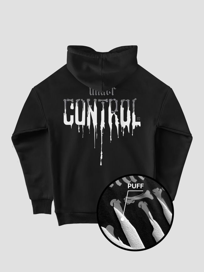 Men's Hoodie "Under Control", Black, M-L