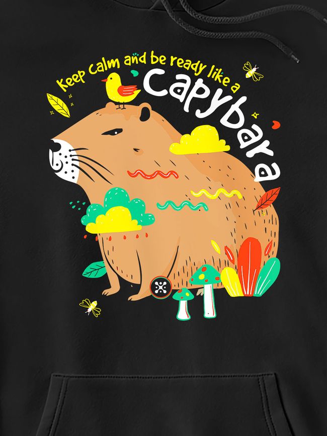 Men's Hoodie "Capybara", Black, M-L