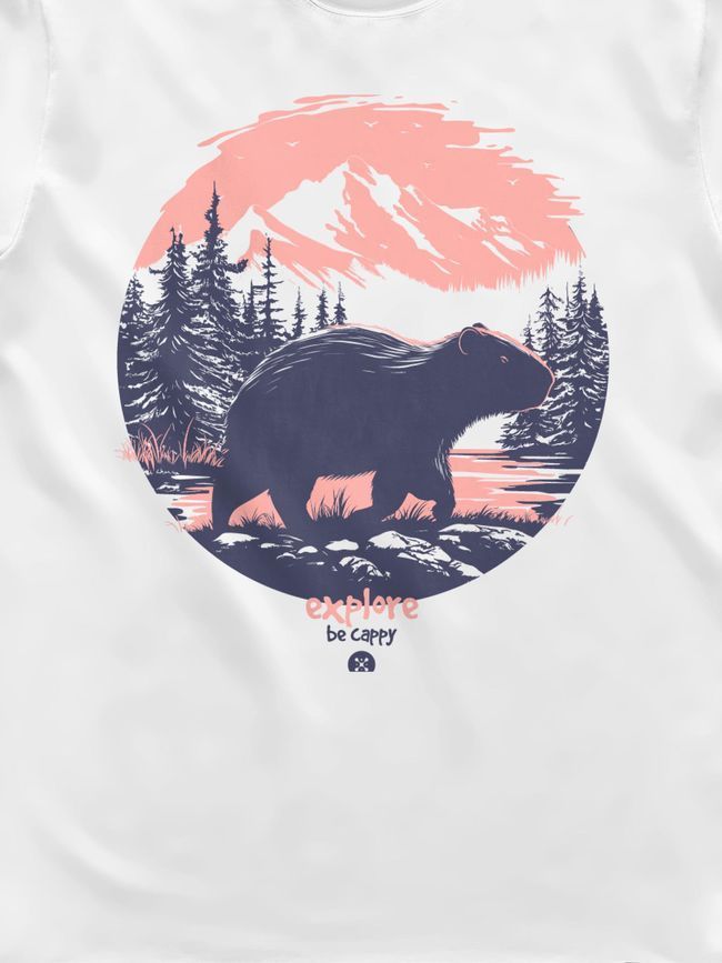 Men's T-shirt "Explore, be Cappy (Capybara)", White, S