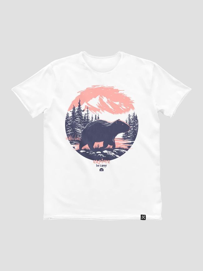Men's T-shirt "Explore, be Cappy (Capybara)", White, S