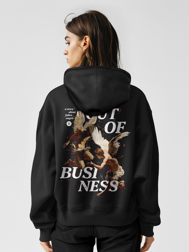 Women's Hoodie "Angels Out of Business", Black, M-L