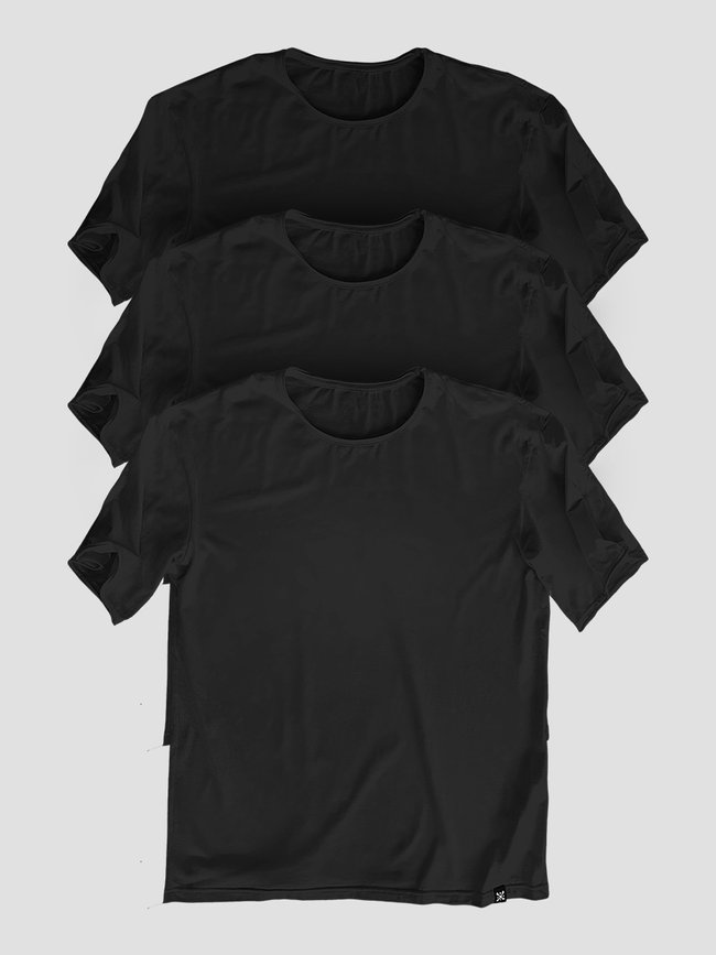 Сет из 3-х черных базовых футболок оверсайз "Черный", XS-S, Мужская