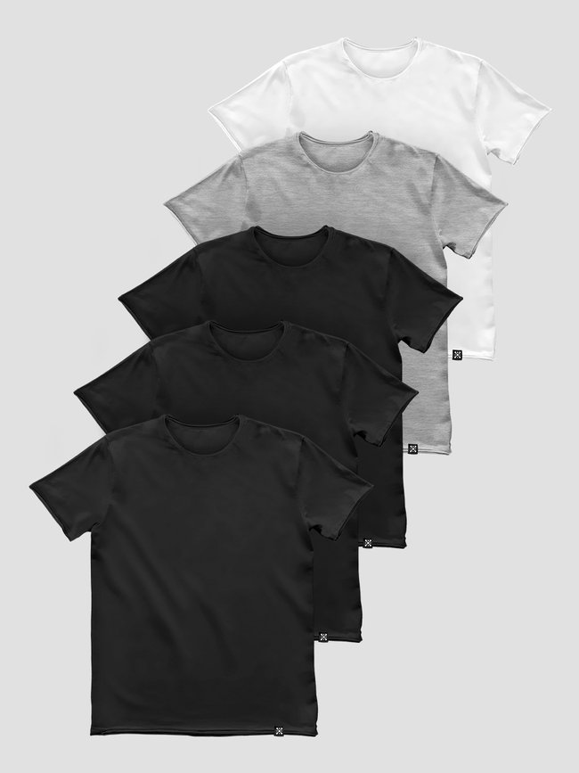 Set of 5 basic t-shirts "Monochrome", XS, Male