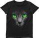 Women's T-shirt "Green-Eyed Cat", Black, M