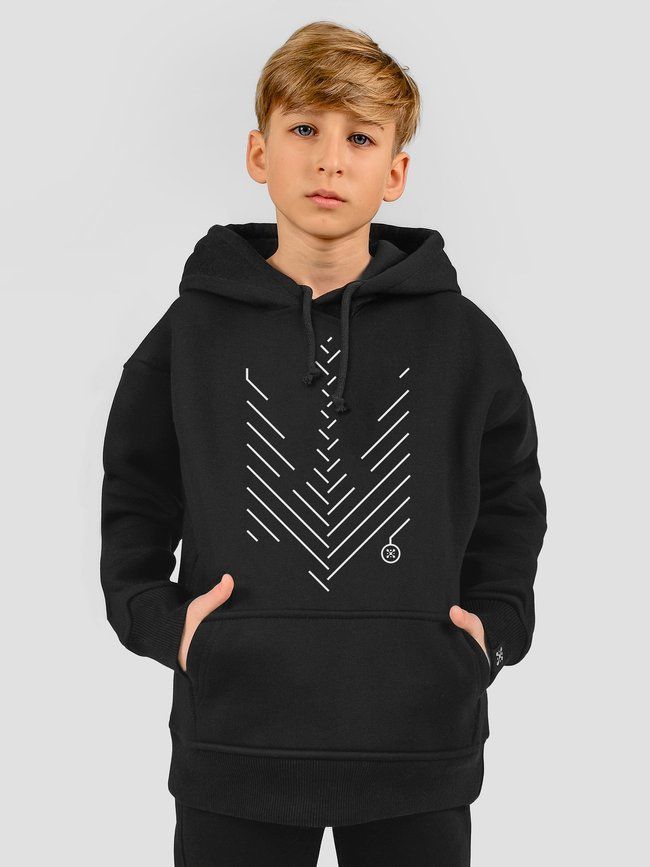 Kid's hoodie "Minimalistic Trident", Black, XS (110-116 см)