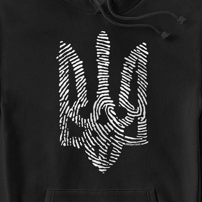 Women's Hoodie "Nation Code" with a Trident Coat of Arms, Black, M-L