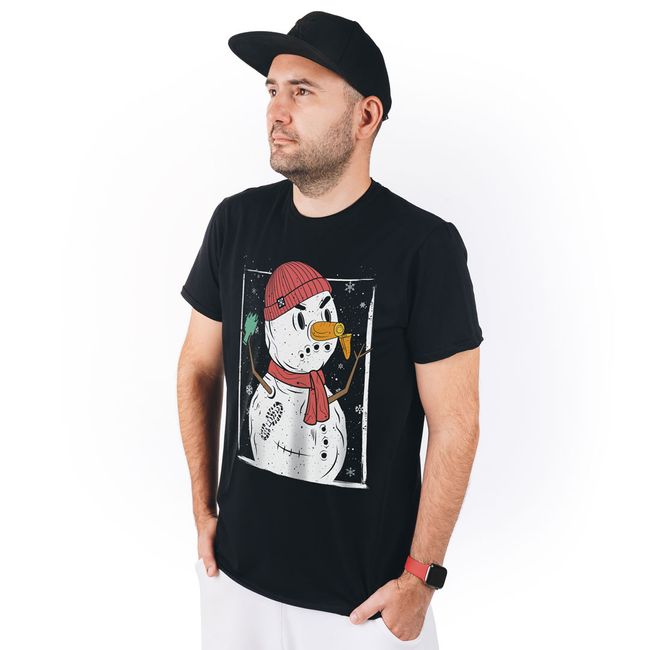Men's T-shirt “Crazy Snowman”, Black, M