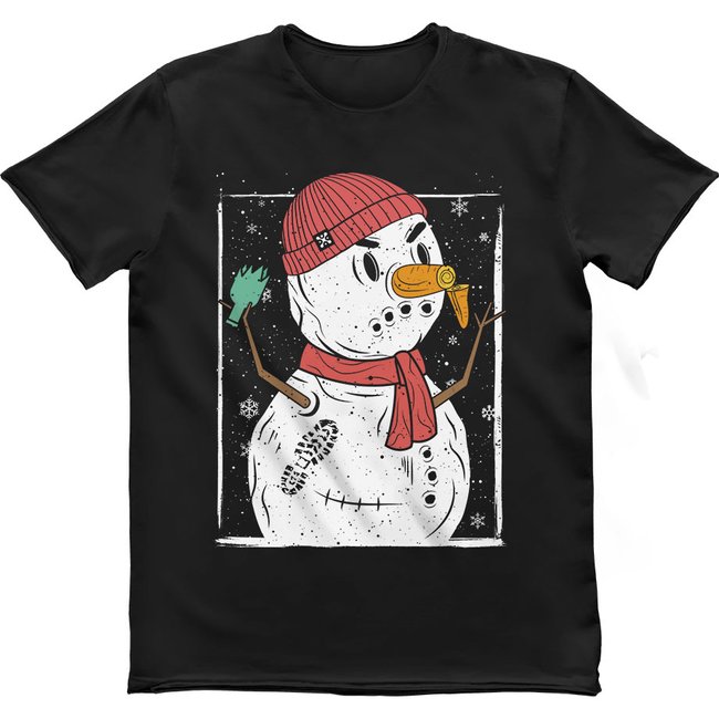 Men's T-shirt “Crazy Snowman”, Black, M