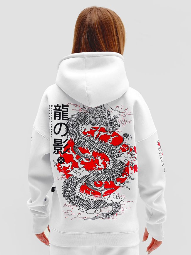 Women's Hoodie "Shadow of the Dragon", White, 2XS