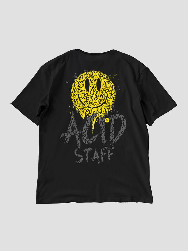 Women’s Oversize Suit - Shorts and T-shirt “Acid House Staff”, Black and yellow, XS-S