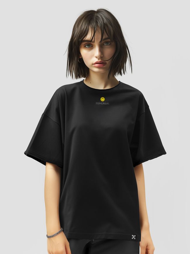 Women’s Oversize Suit - Shorts and T-shirt “Acid House Staff”, Black and yellow, XS-S