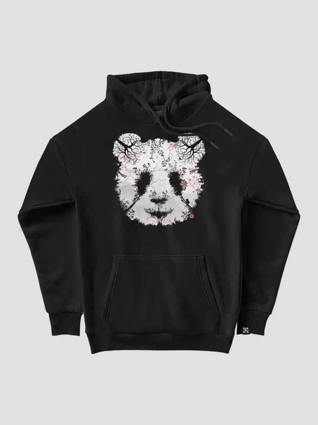 Women's Hoodie "Forest Panda", Black, M-L
