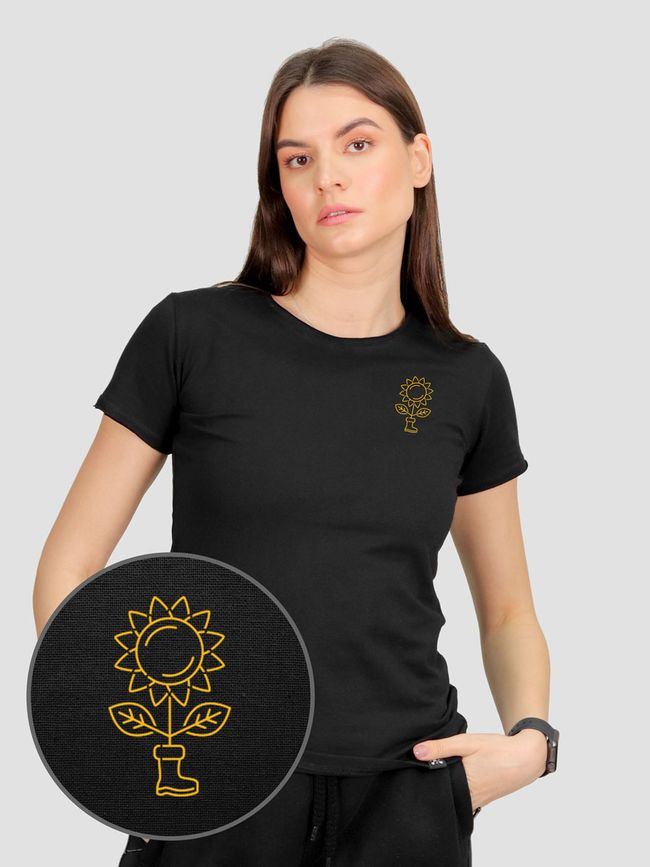 Women's T-shirt “Sunflower Harvest”, Black, M
