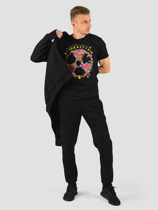Men's tracksuit set with t-shirt “Sсhekavytsia”, Black, XS-S, XS (99  cm)