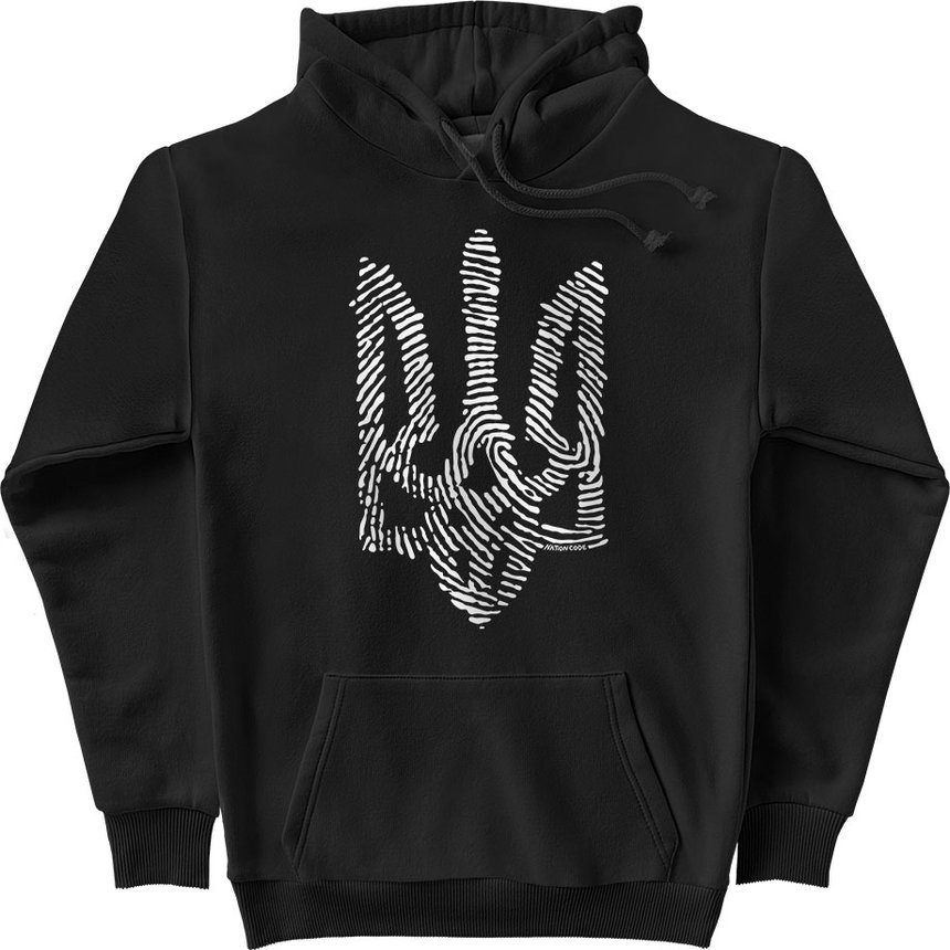 Women's Hoodie "Nation Code" with a Trident Coat of Arms, Black, M-L