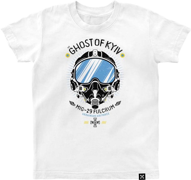 Kid's T-shirt "The Ghost of Kyiv", White, XS (5-6 years)