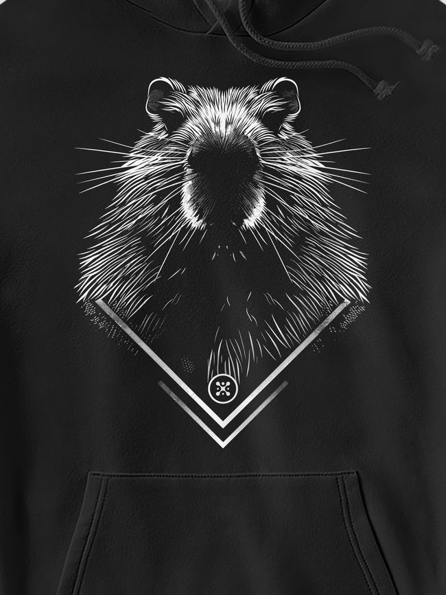 Kid's hoodie "Capybara Monochrome", Black, XS (110-116 cm)