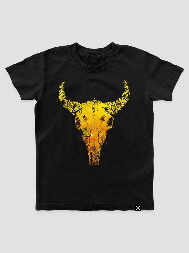 Футболка дитяча "Desert Cow Skull", Чорний, XS (110-116 см)
