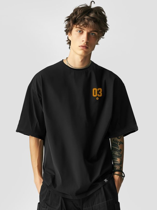 Men's T-shirt Oversize "03 (3SAB)", Black, XS-S