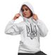 Women's Hoodie "Nation Code" with a Trident Coat of Arms, White, 2XS