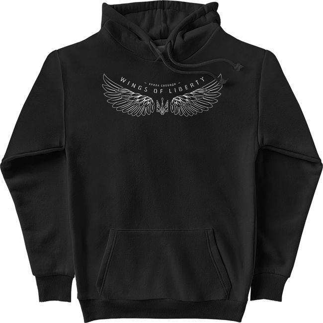 Men's Hoodie “Wings of Liberty”, Black, M-L